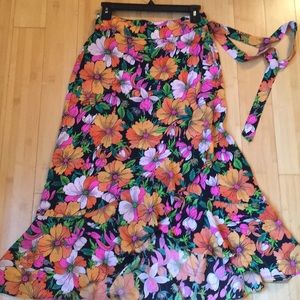 Topshop asymmetrical floral wrap skirt